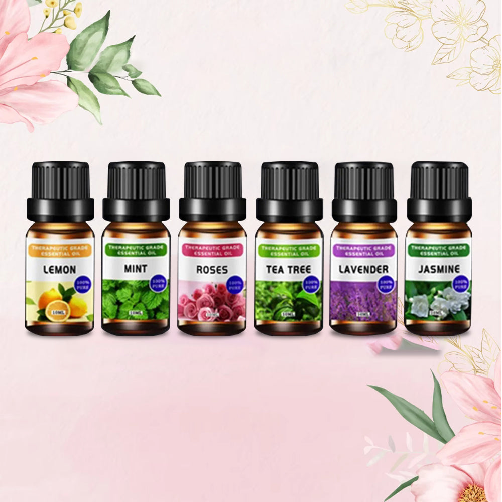 6 Essential Oils Set, Lavender, Rose, Frankincense, Sandalwood, Oud & Plant Extracts for Air Purification & Aromatherapy