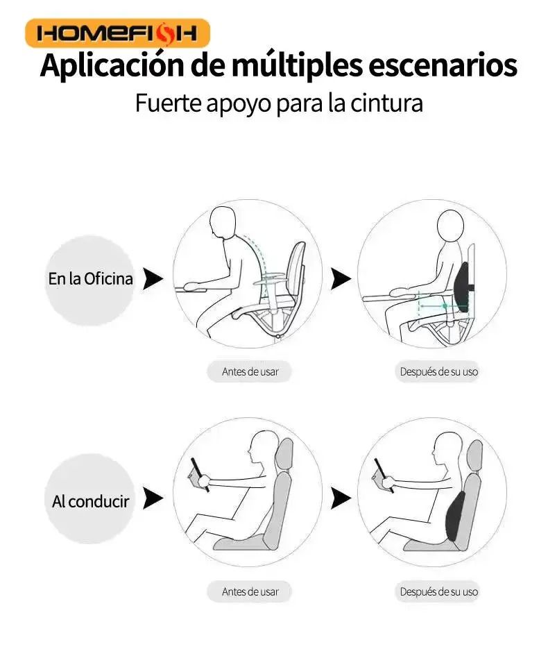 Memory Foam Lumbar Support Cushion for Car Office and Back Relief