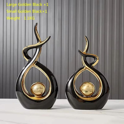 Tranquil Nordic Ceramic Figurine Set – Elegant Feng Shui Home Decor Statue