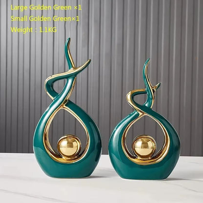 Tranquil Nordic Ceramic Figurine Set – Elegant Feng Shui Home Decor Statue