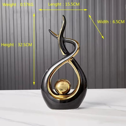 Tranquil Nordic Ceramic Figurine Set – Elegant Feng Shui Home Decor Statue