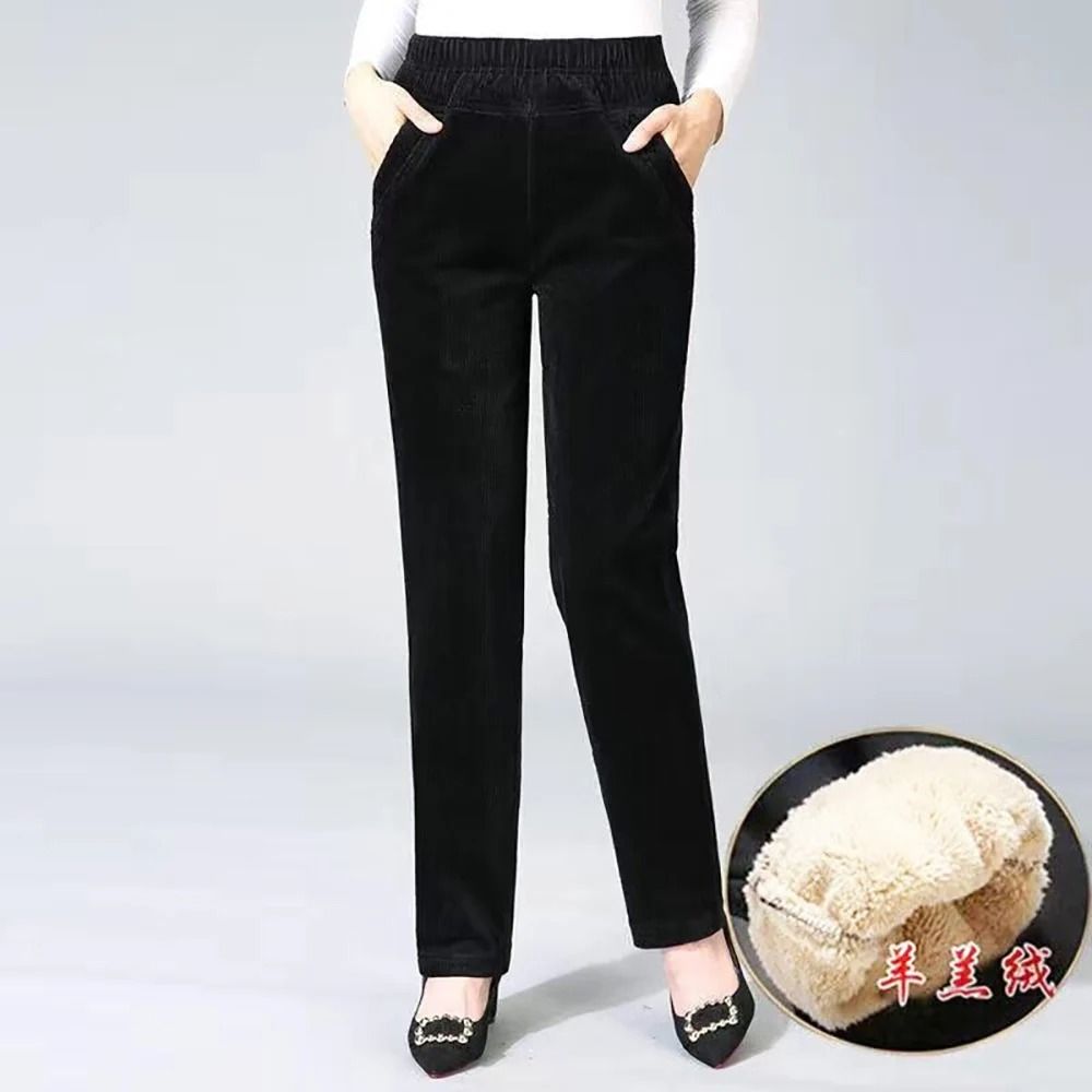 Women's Fleece Lined Corduroy Pants for Winter Warmth and Style