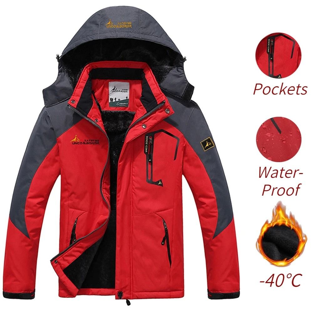 Mens Heavy Duty Winter Parka with Fur Hood and Windproof Warm Lining