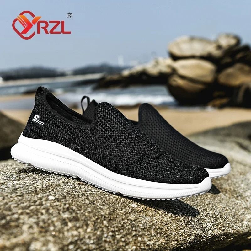 YRZL Mens Mesh Sneakers Lightweight Non Slip Walking Loafers Breathable Unisex Tennis Shoes for Everyday Wear