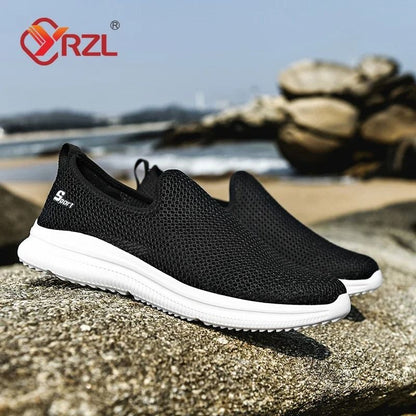 YRZL Mens Mesh Sneakers Lightweight Non Slip Walking Loafers Breathable Unisex Tennis Shoes for Everyday Wear