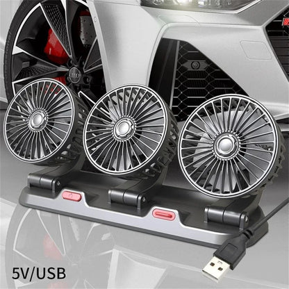 Adjustable Multi-Head Car Fan with USB or 12V Power