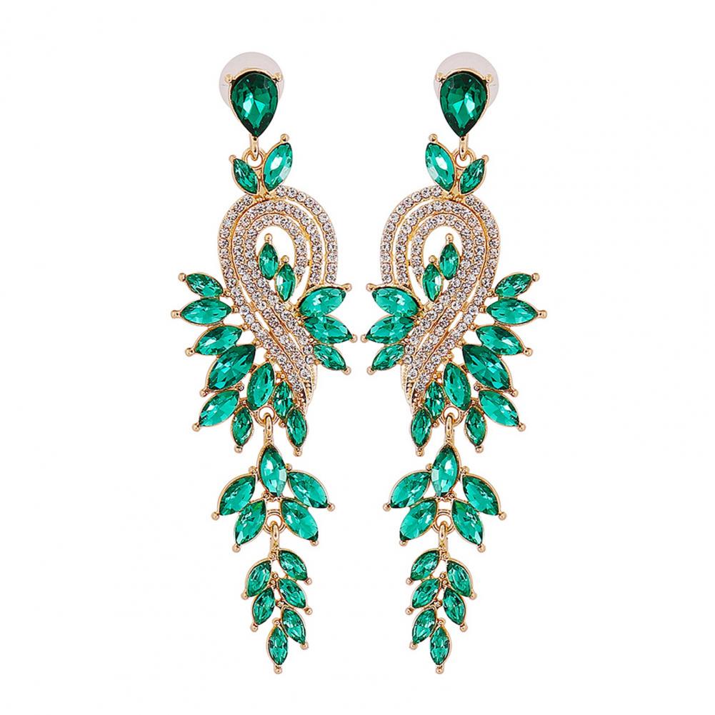 1 Pair Geometric Faux Crystal Dangle Earrings, Elegant Long Drop Rhinestone Earrings for Weddings & Special Occasions