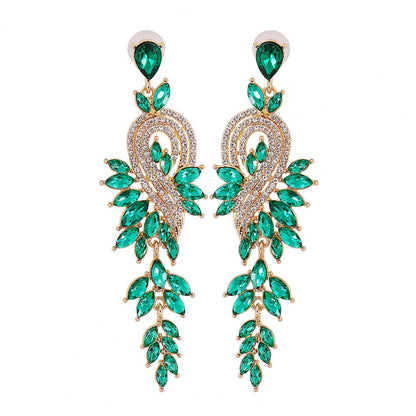 1 Pair Geometric Faux Crystal Dangle Earrings, Elegant Long Drop Rhinestone Earrings for Weddings & Special Occasions