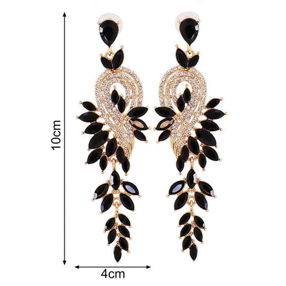 1 Pair Geometric Faux Crystal Dangle Earrings, Elegant Long Drop Rhinestone Earrings for Weddings & Special Occasions