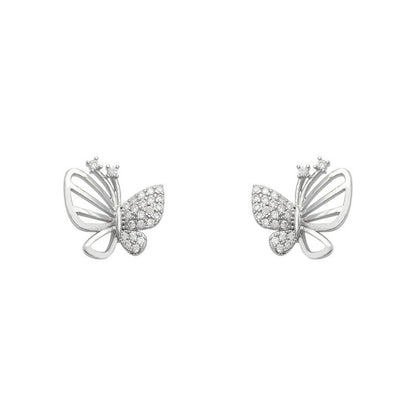 XIYAWANG Gold Color Cubic Zircon Butterfly Stud Earrings, Simple Geometric Studs for Women, Girls, Elegant Party Jewelry
