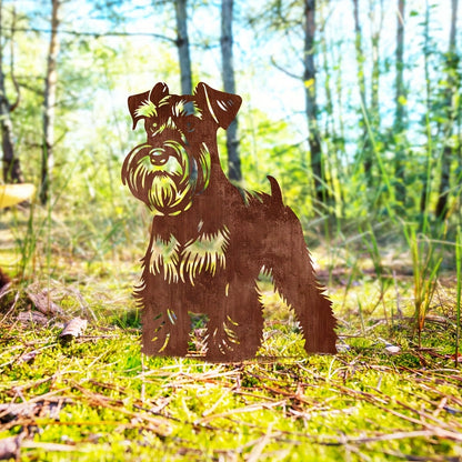 1pc Schnauzer Dog Rusty Metal Garden Stake, Classic Pet Memorial & Yard Decor, Thoughtful Mothers Day Gift
