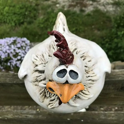 Funny Chicken Fence Decor Statues, Resin Garden Farm Yard Chicken Hen Sculpture Art for Courtyard & Home Decoration