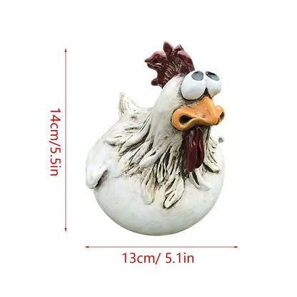 Funny Chicken Fence Decor Statues, Resin Garden Farm Yard Chicken Hen Sculpture Art for Courtyard & Home Decoration
