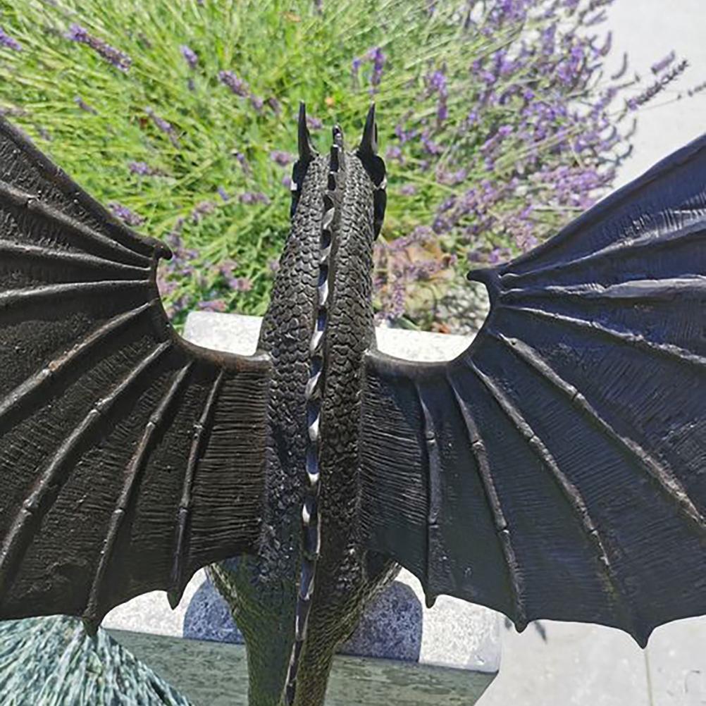 Majestic Garden Dragon Statue Fountain, Bronze Resin Water Feature Sculpture for Outdoor & Home Garden Decoration
