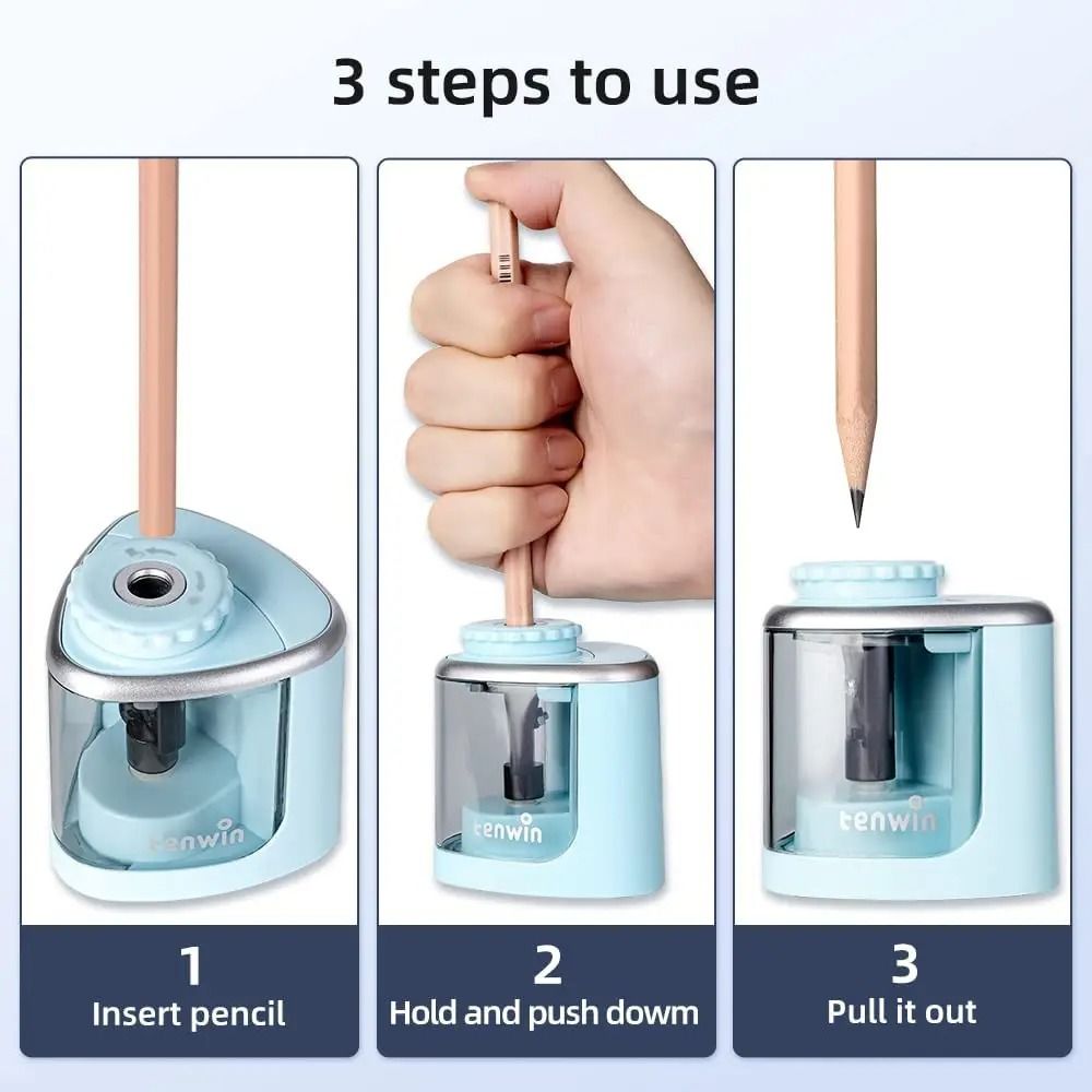 Electric Pencil Sharpener with Safety Blade for Students and Artists