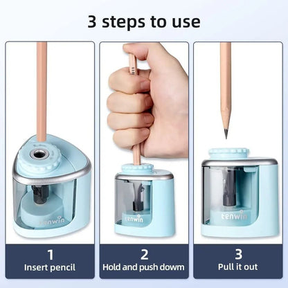 Electric Pencil Sharpener with Safety Blade for Students and Artists