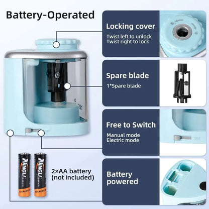 Electric Pencil Sharpener with Safety Blade for Students and Artists