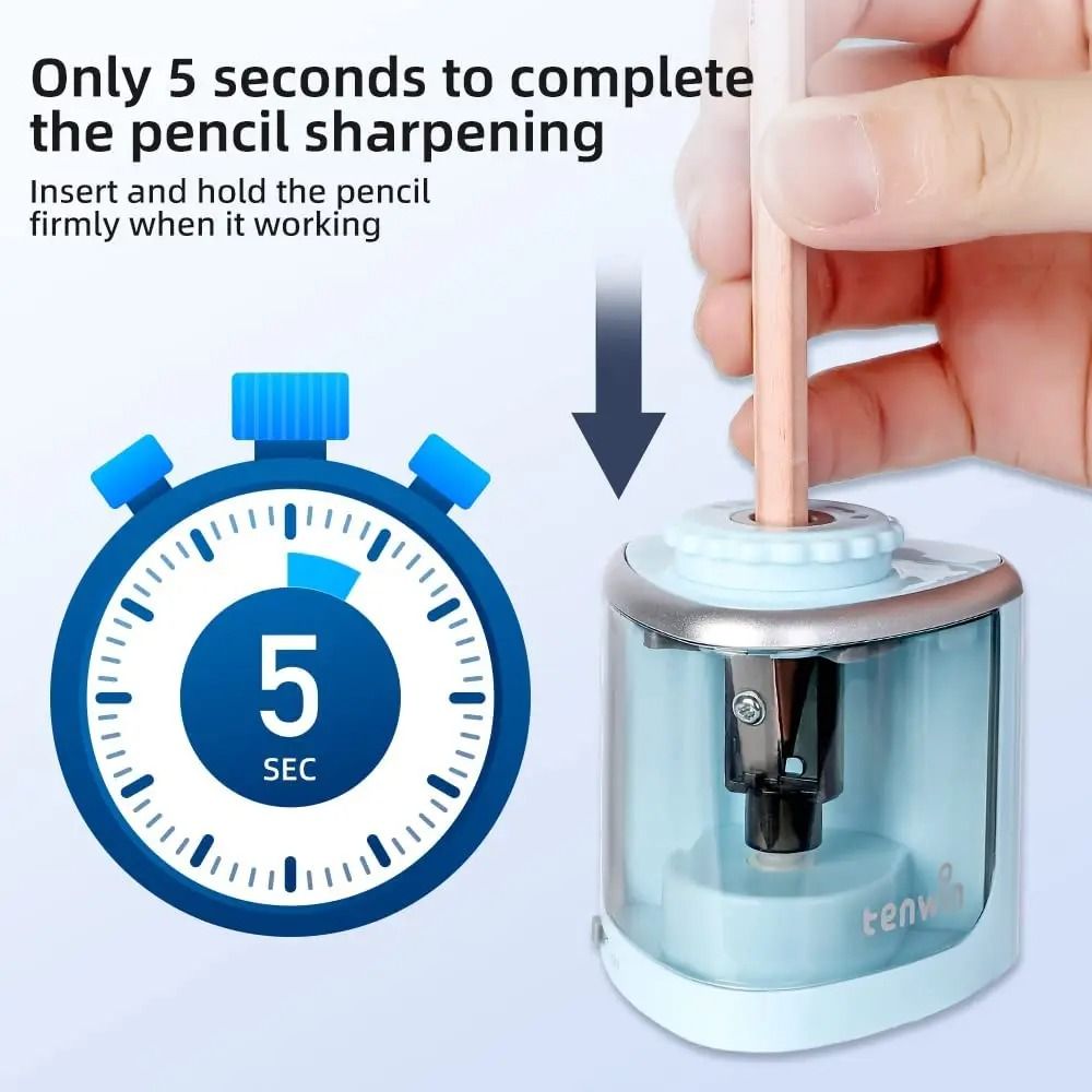 Electric Pencil Sharpener with Safety Blade for Students and Artists