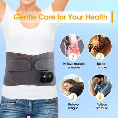 Heating Vibration Waist Massager Belt with Red Light and Lumbar Support