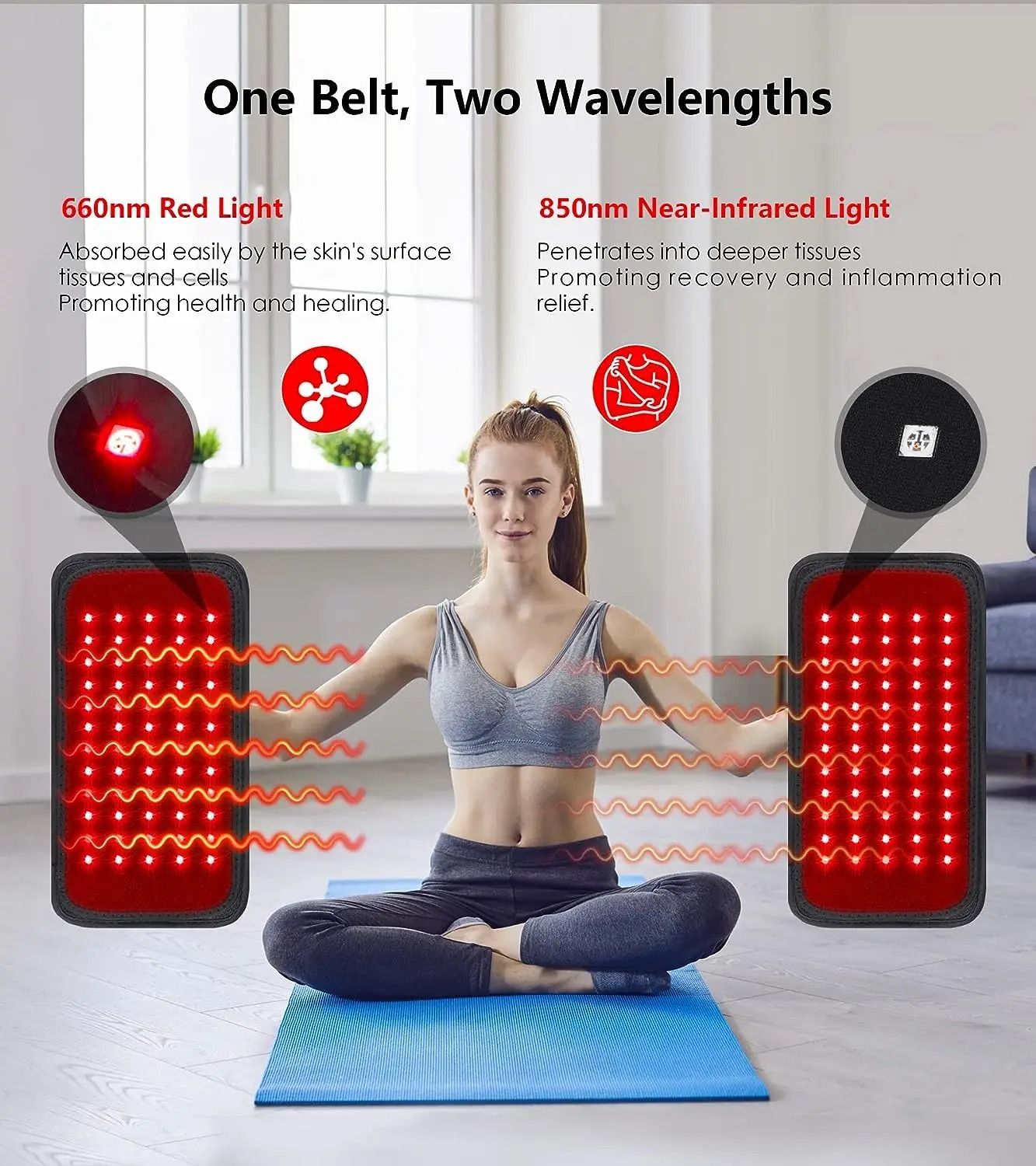 Red and Infrared Light Therapy Belt with 60 LEDs for Slimming and Pain Relief