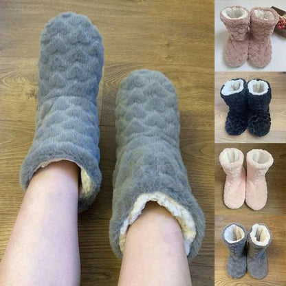 Winter Velvet Slipper Socks for Women with Anti Slip Sole Thick Lining High Tube Design for Indoor Floor Comfort