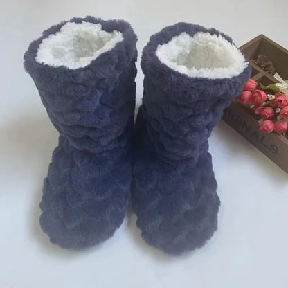 Winter Velvet Slipper Socks for Women with Anti Slip Sole Thick Lining High Tube Design for Indoor Floor Comfort