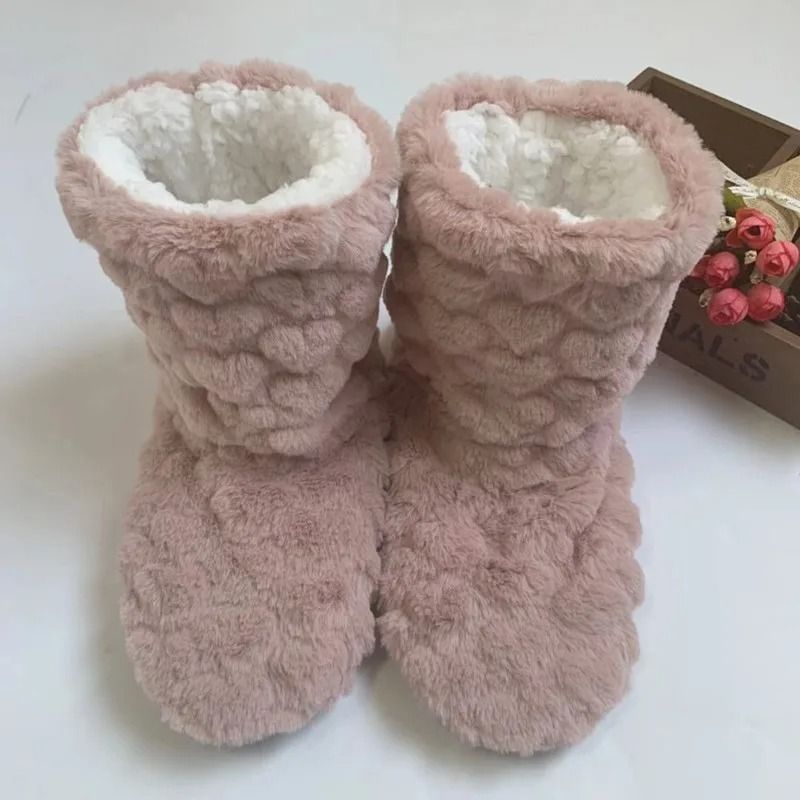 Winter Velvet Slipper Socks for Women with Anti Slip Sole Thick Lining High Tube Design for Indoor Floor Comfort