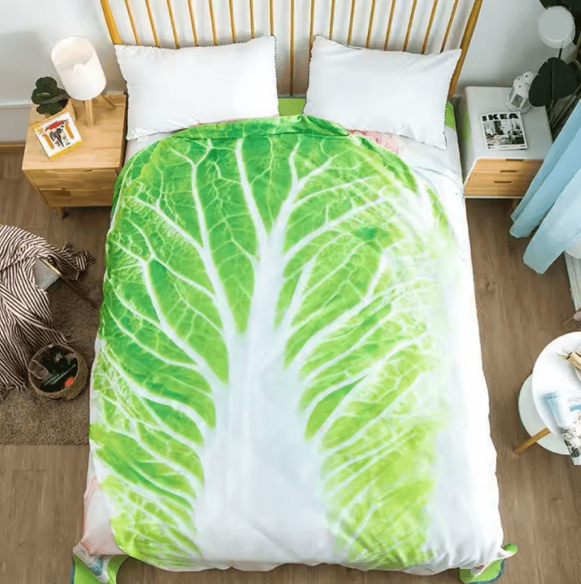 Cozy Cabbage Flannel Throw Blanket Cute Sofa Blanket for Home