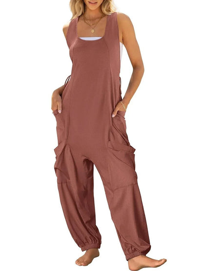 Effortless Summer Harem Jumpsuit with Cargo Style for Women