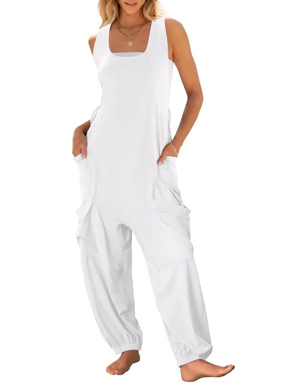 Effortless Summer Harem Jumpsuit with Cargo Style for Women