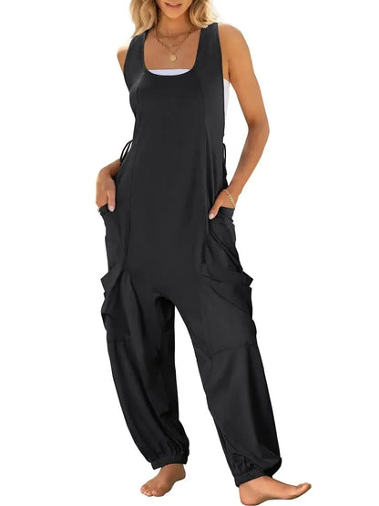 Effortless Summer Harem Jumpsuit with Cargo Style for Women