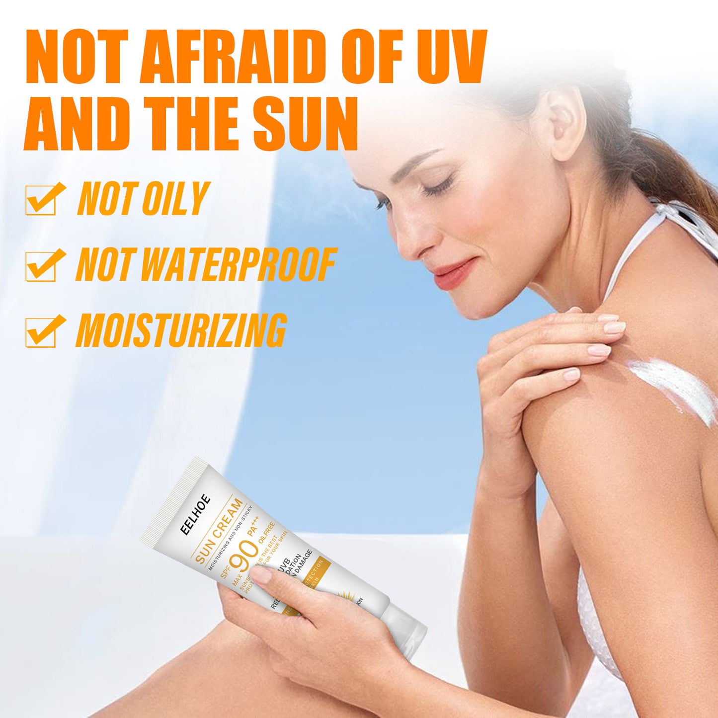Whitening Sunscreen SPF 90, Oil-Free Sunblock for Face & Body, Skin Brightening, UV Protection, Anti-Spot & Moisturizing