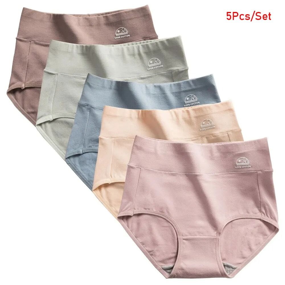 High Waist Pure Cotton Panties Set for Women Comfortable Breathable Briefs in M to XXXL Sizes