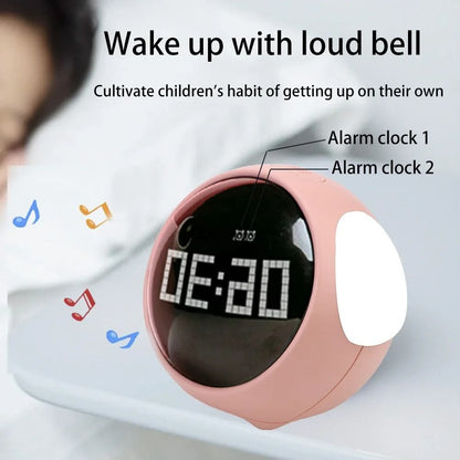 Voice Controlled Cute Alarm Clock with Night Light and Thermometer for Kids and Home Decor