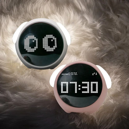 Voice Controlled Cute Alarm Clock with Night Light and Thermometer for Kids and Home Decor