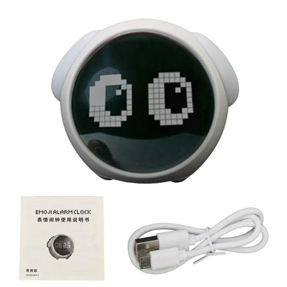 Voice Controlled Cute Alarm Clock with Night Light and Thermometer for Kids and Home Decor