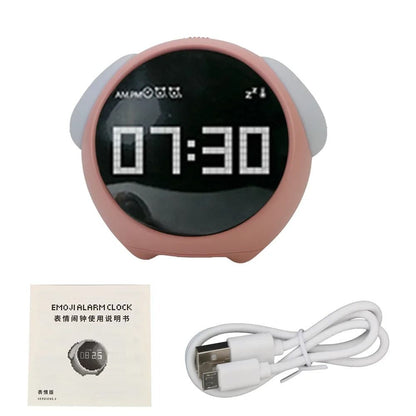 Voice Controlled Cute Alarm Clock with Night Light and Thermometer for Kids and Home Decor