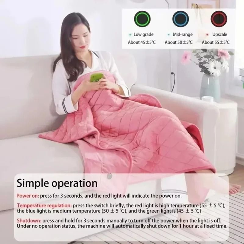 USB Heated Blanket Winter Shawl Washable Electric Body Warmer