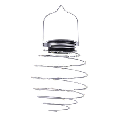LED Hanging Decorative Lamp Outdoor, Solar Spiral Lights for Patio, Creative Iron Art Lantern for Porch Path Garden
