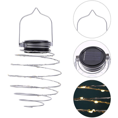 LED Hanging Decorative Lamp Outdoor, Solar Spiral Lights for Patio, Creative Iron Art Lantern for Porch Path Garden