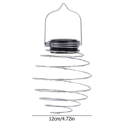 LED Hanging Decorative Lamp Outdoor, Solar Spiral Lights for Patio, Creative Iron Art Lantern for Porch Path Garden
