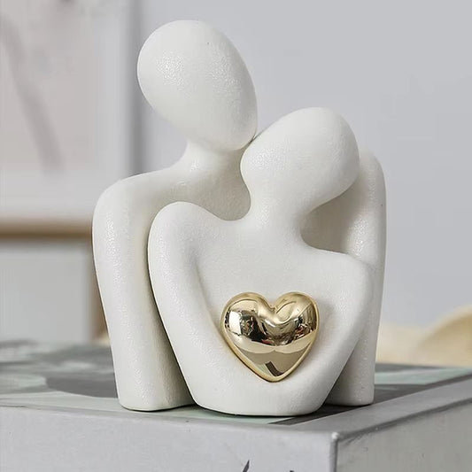 Nordic Abstract Couple Statue Ceramic Lovers Sculpture for Home Decor