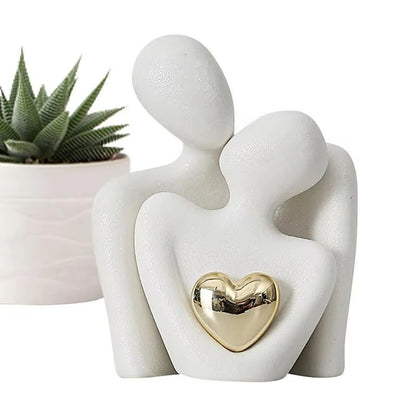 Nordic Abstract Couple Statue Ceramic Lovers Sculpture for Home Decor