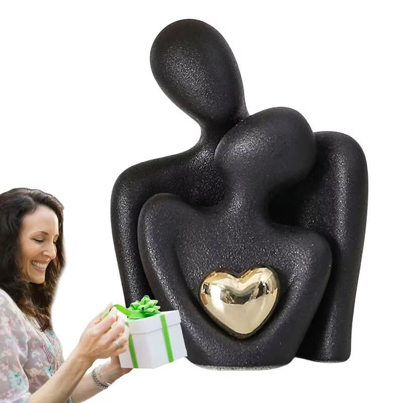 Nordic Abstract Couple Statue Ceramic Lovers Sculpture for Home Decor