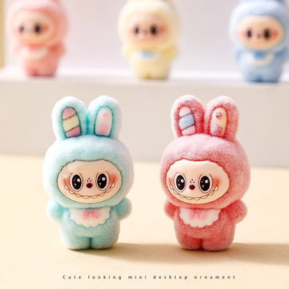 10pcs Kawaii Rabbit Anime Flocked Dolls Set for Desktop Decor and Gifts