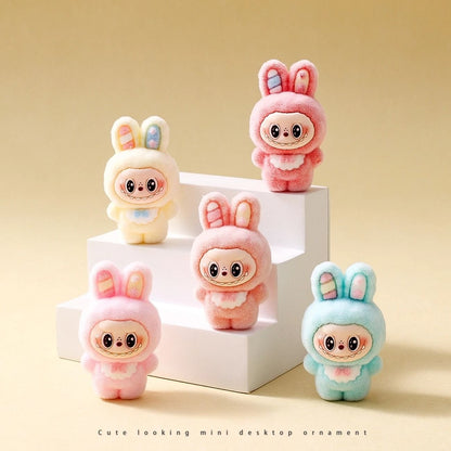 10pcs Kawaii Rabbit Anime Flocked Dolls Set for Desktop Decor and Gifts