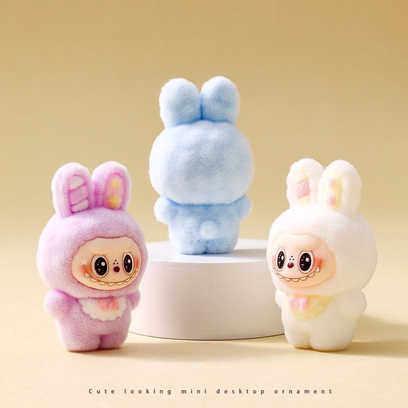 10pcs Kawaii Rabbit Anime Flocked Dolls Set for Desktop Decor and Gifts