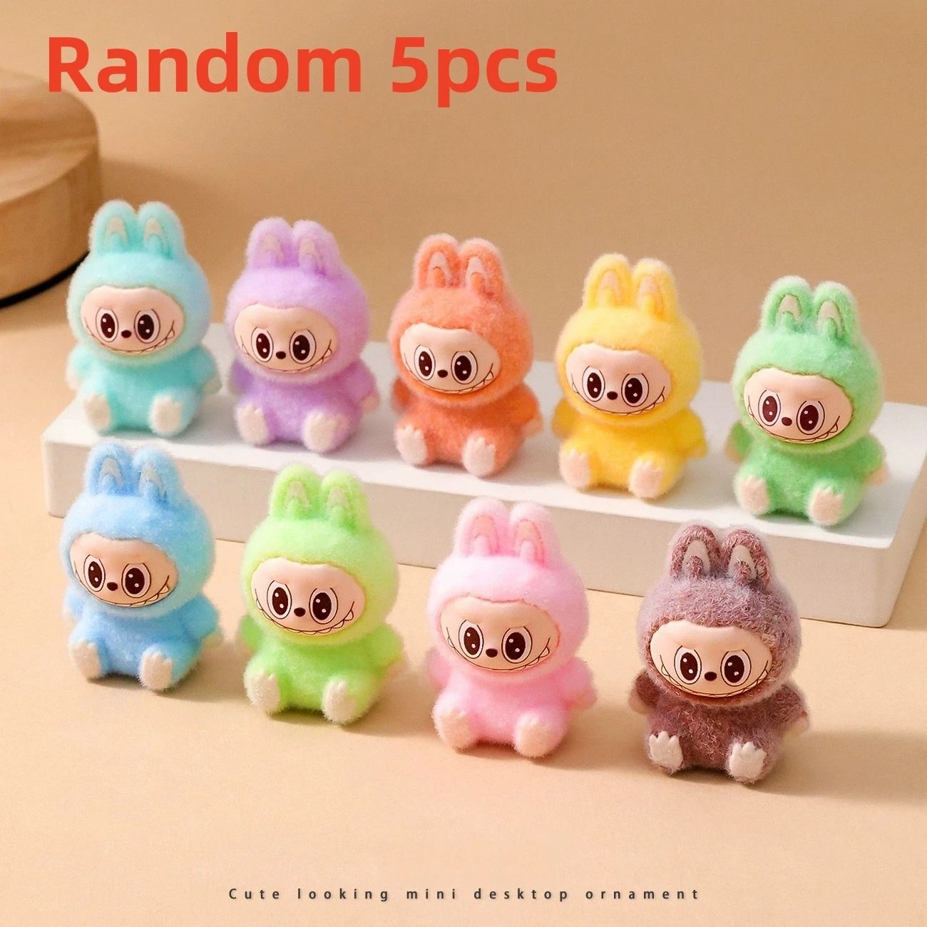 10pcs Kawaii Rabbit Anime Flocked Dolls Set for Desktop Decor and Gifts