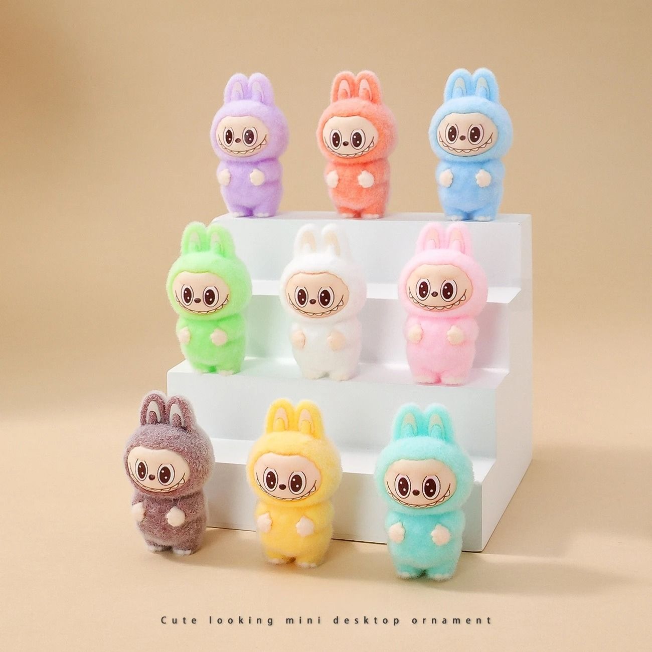 10pcs Kawaii Rabbit Anime Flocked Dolls Set for Desktop Decor and Gifts