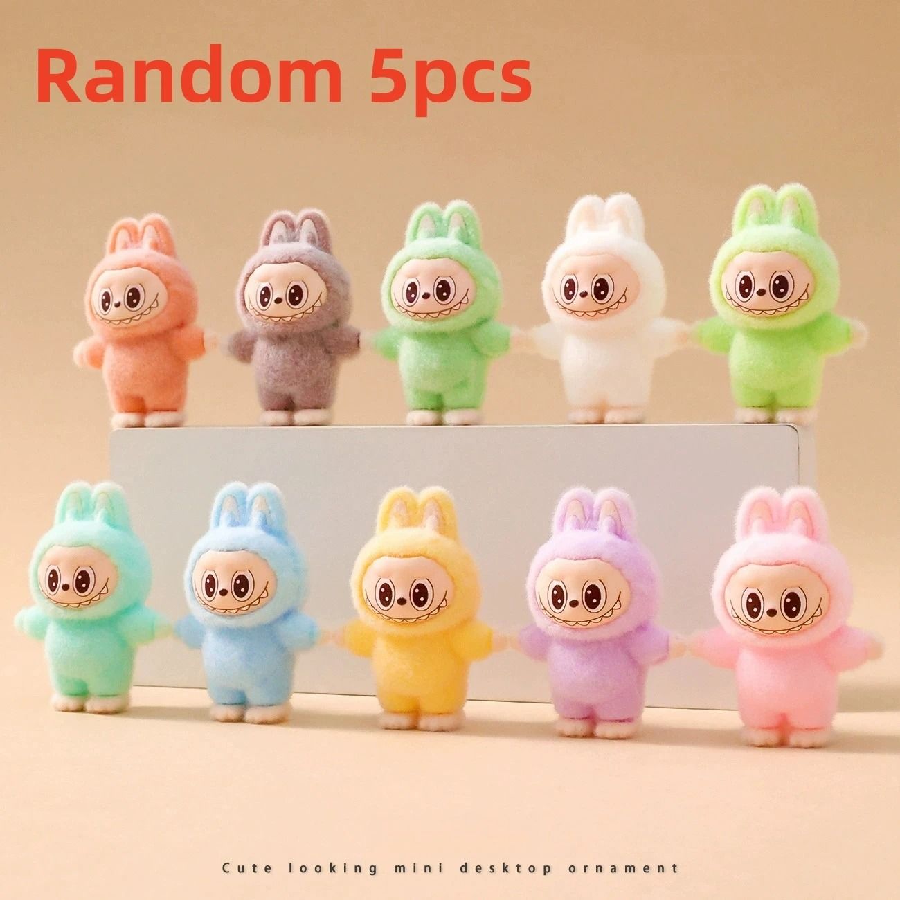 10pcs Kawaii Rabbit Anime Flocked Dolls Set for Desktop Decor and Gifts